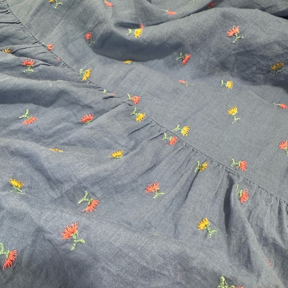 Doen Maya Cotton Midi Dress Blue Floral Embroidered xs extra small - Picture 6 of 6